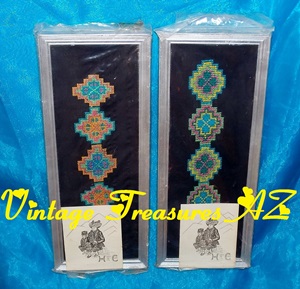 Image for Home in the Hills Craft Vintage Completed Cross Stitch Traditional Geometric Pagoda Pattern of Yao Tribe Hill People Thailand Framed Hand-Embroidered Pictures Pair (New-in-Package Old Stock) <b><span style='color:red'>***USPS PRIORITY MAIL SHIPPING INCLUDED – DOMESTIC ORDERS ONLY!***</span></b><span style='color:purple'>